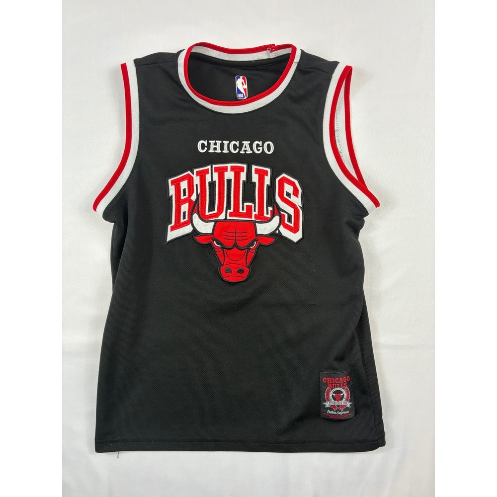 NBA Chicago Bulls Basketball Jersey Youth 10-12 Black Good Condition Mesh Logo